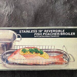 Vintage 18" Stainless Steel Fish Poacher Broiler Roaster Baking Pan 3pcs Italy